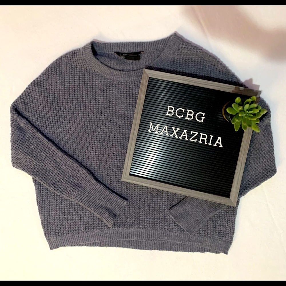 BCBG Maxazria Gray Waffle Knit Sweater